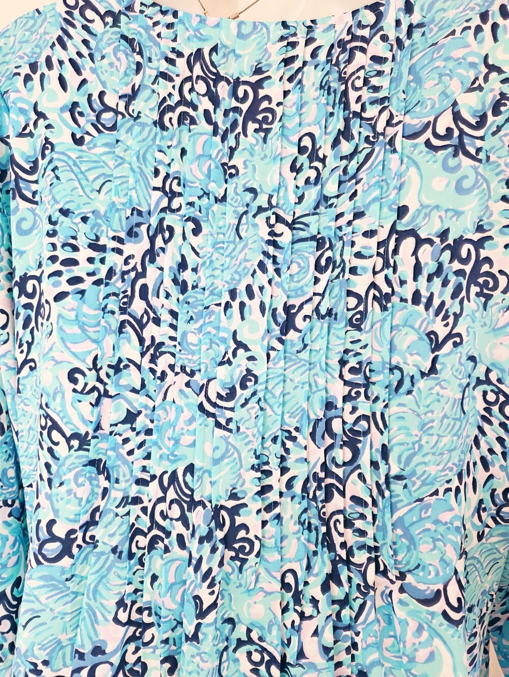Lilly Pulitzer Marilina Tunic Dress Raising Shell Large Pintuck Tassel Blue - Picture 5 of 6